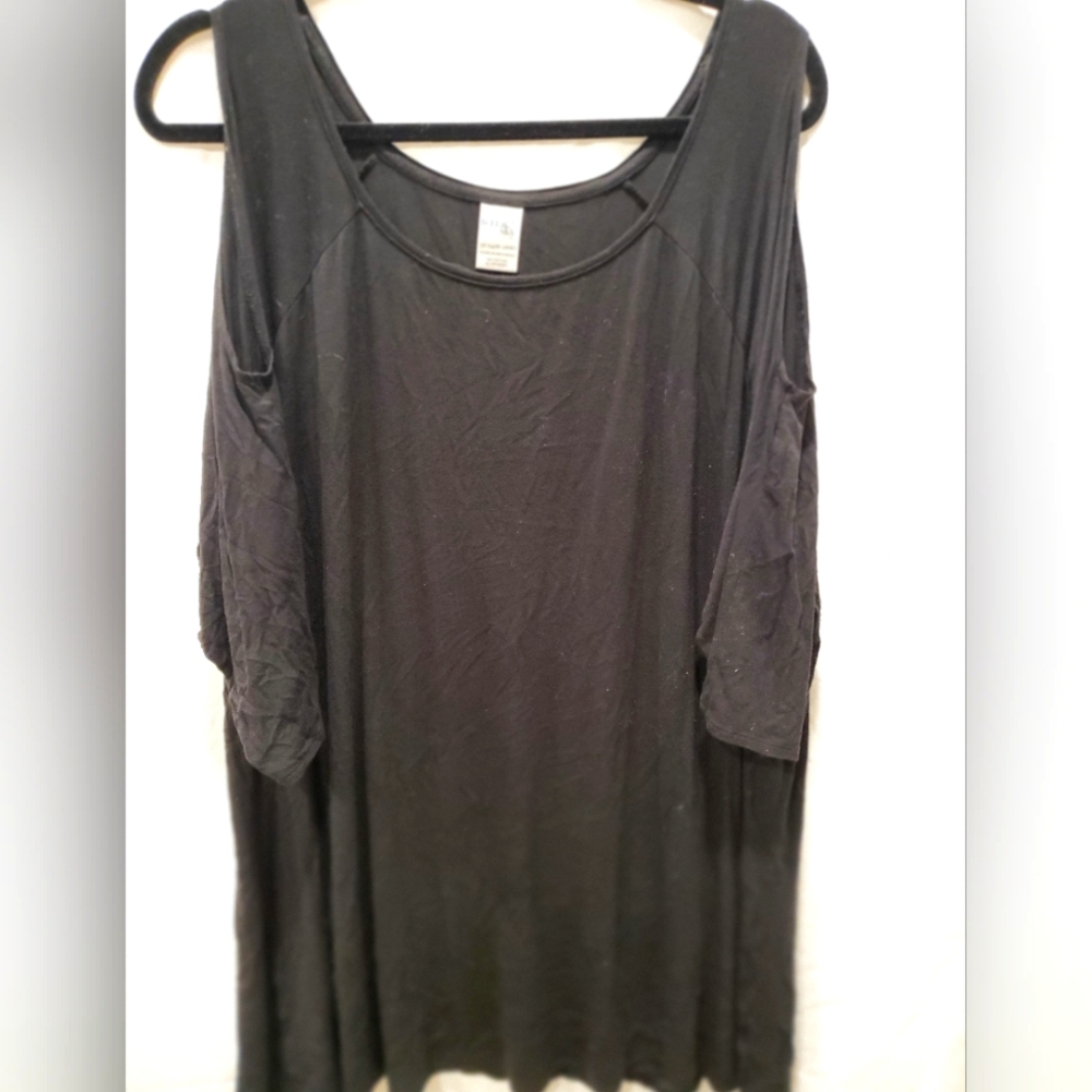Ladies black cold shoulder tunic